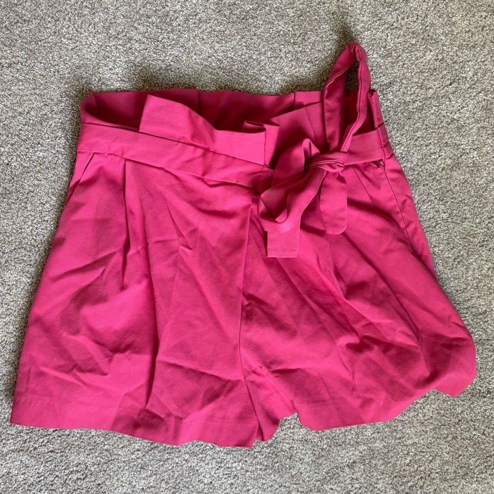 Zara High-Waist Pink Shorts with Belt